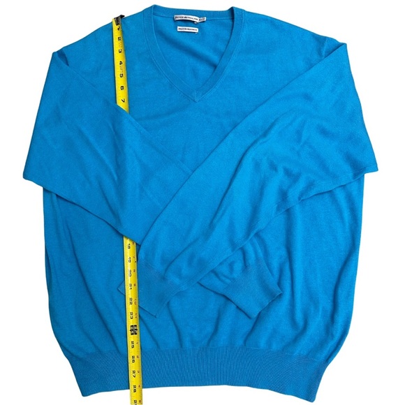 Peter Millar BlueV-Neck Cotton Cashmere Blend Sweater SZ XL Luxury Preppy - Picture 5 of 6
